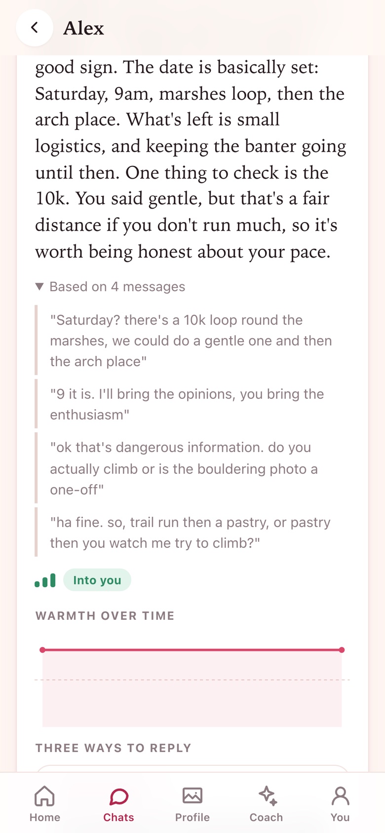 The Chat reads and replies screen in the app